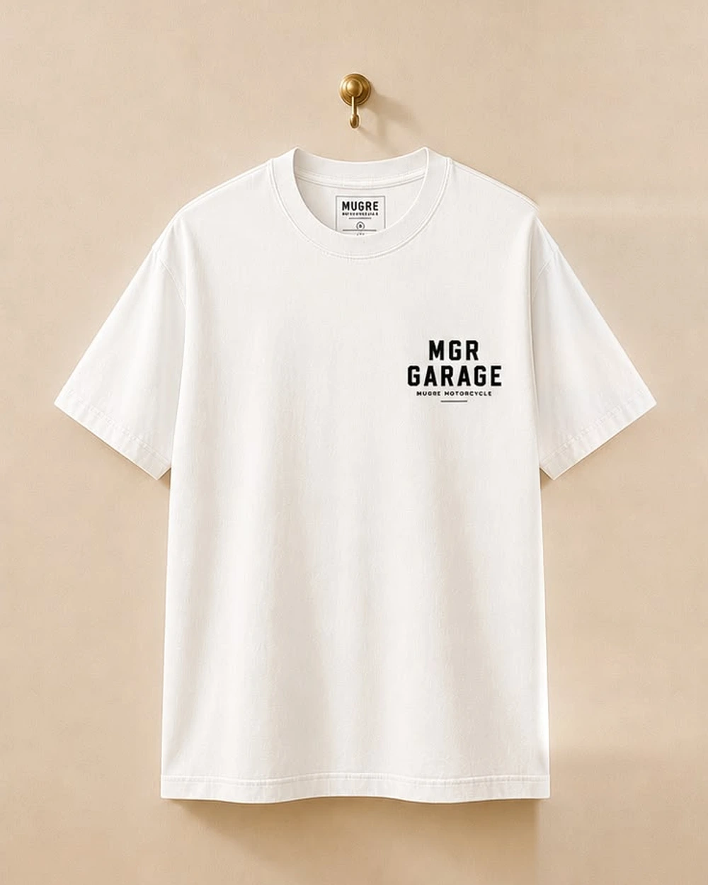 Camiseta MGR-BLANCO de Mugre Motorcycle, vista delantera
