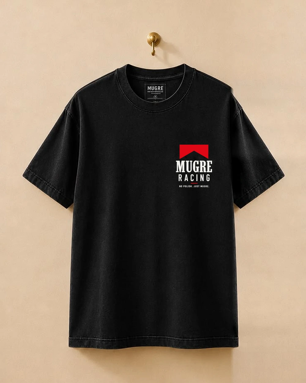 Camiseta RACING BLACK de Mugre Motorcycle, vista delantera