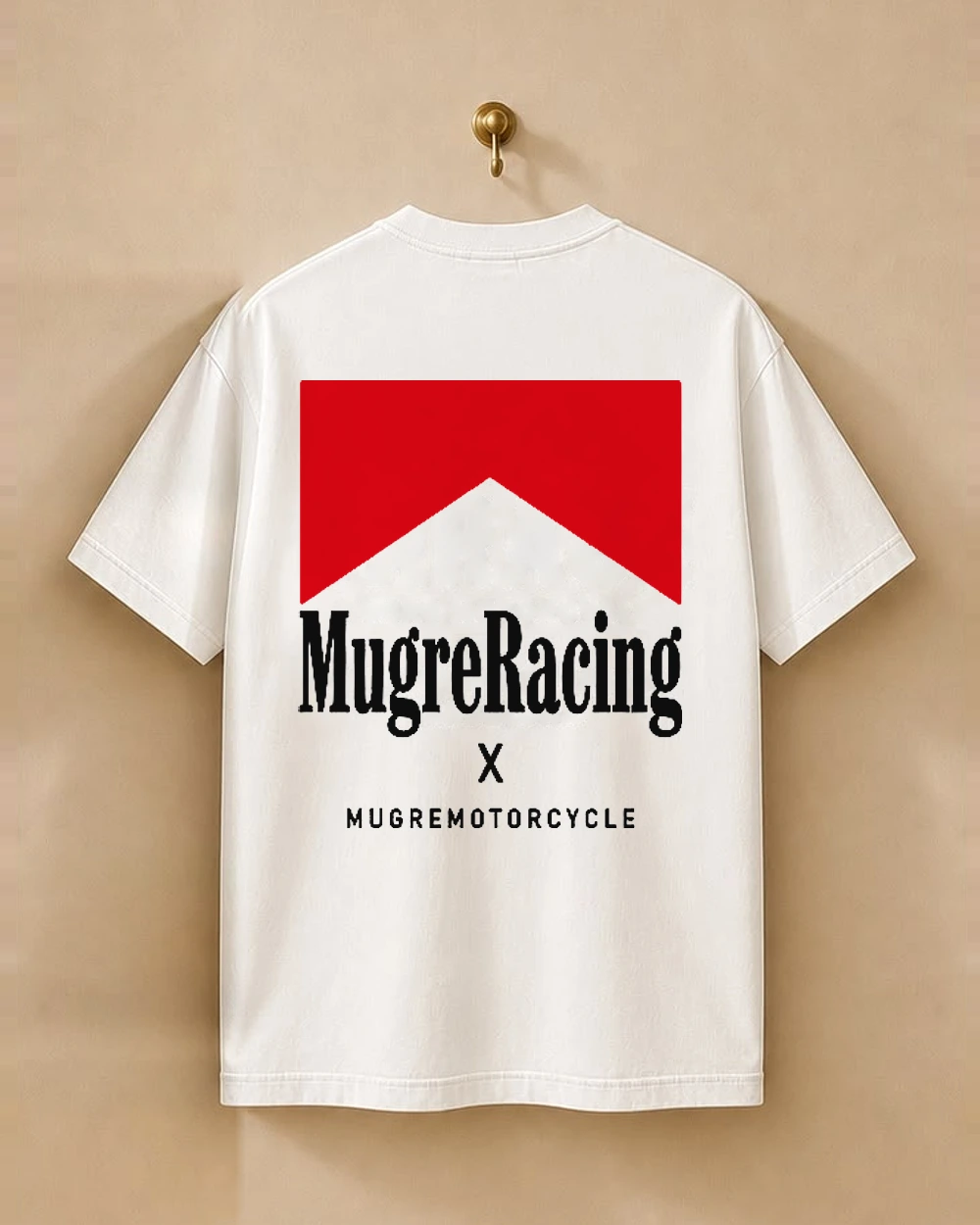 Camiseta RACING WHITE de Mugre Motorcycle, vista trasera